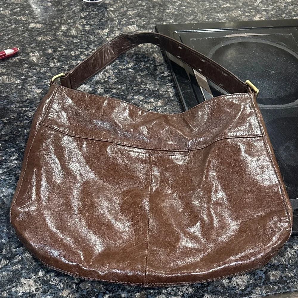 Elegant hobo international Brown Leather Shoulder Bag large - Picture 2 of 10